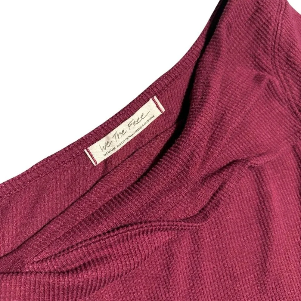 Free People Addie Layering Top Medium Pomegranate Burgundy Off Shoulder